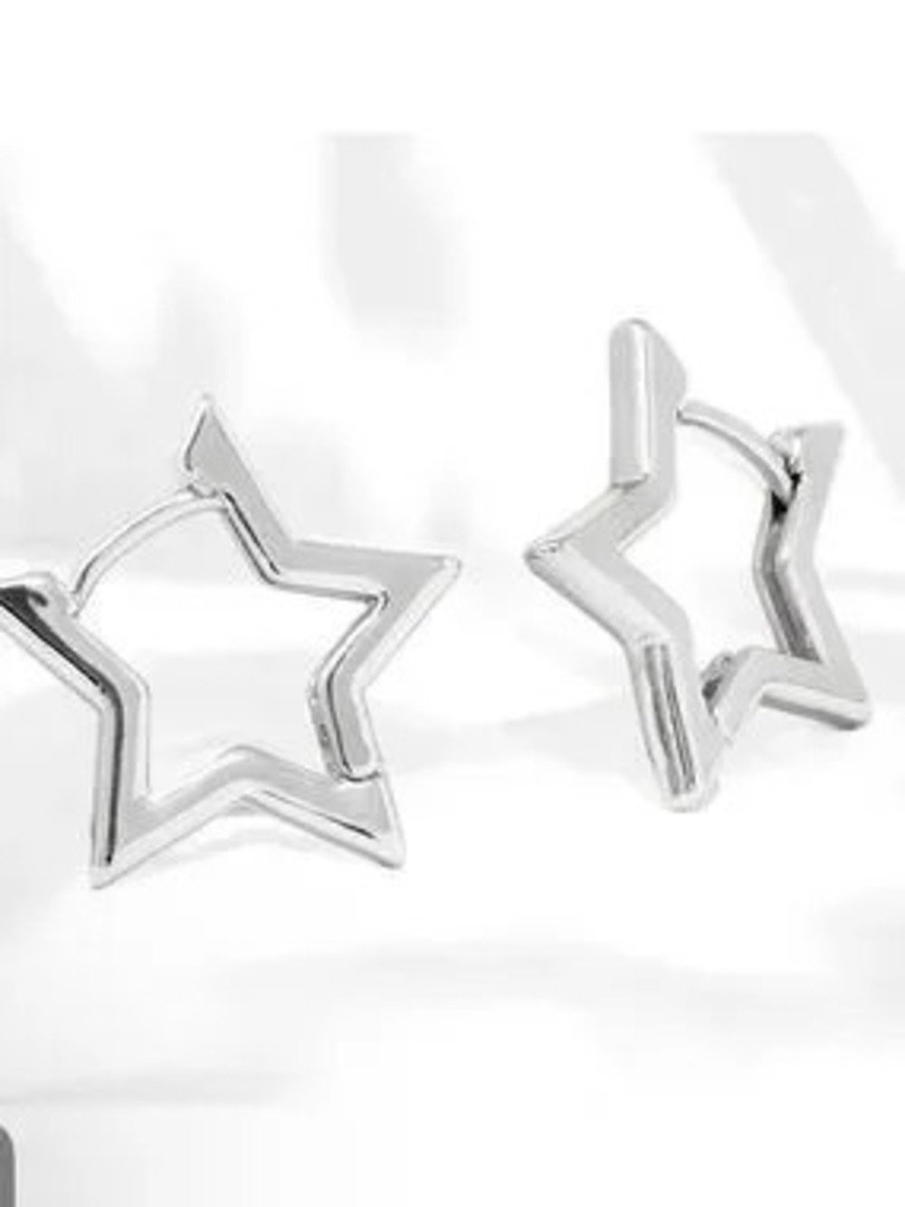 925 Sterling Silver Star Hoop Earrings